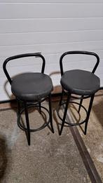 2 Zwarte Krukken met Rugleuning - Zithoogte 65cm, Huis en Inrichting, Ophalen of Verzenden