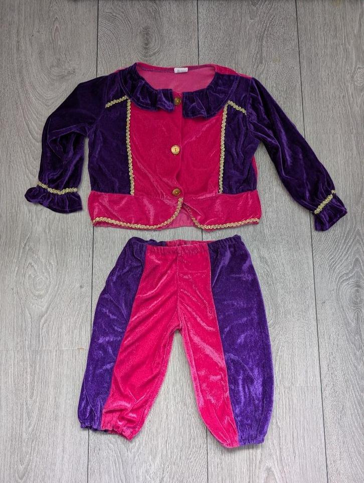 Roze met paars pieten pak - Maat 122/128, Diversen, Sinterklaas, Gebruikt, Ophalen of Verzenden