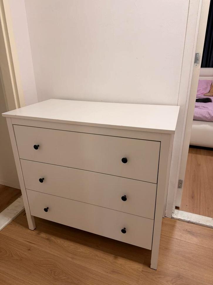 Witte ladekast met 3 lades, Huis en Inrichting, Kasten | Kledingkasten, Gebruikt, Minder dan 100 cm, 50 tot 100 cm, 25 tot 50 cm