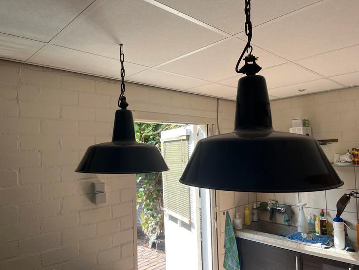 Industriële hanglampen set, Huis en Inrichting, Lampen | Hanglampen, Gebruikt, Minder dan 50 cm, Metaal, Ophalen