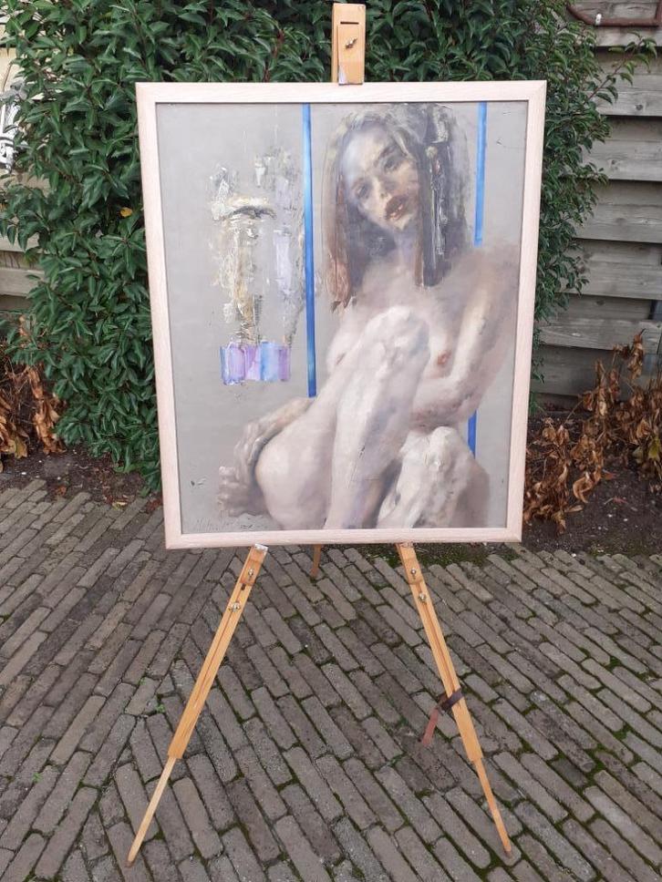 Schildersezel veldezel met schilderij vrouw, Hobby en Vrije tijd, Schilderen, Gebruikt, Ezel, Ophalen