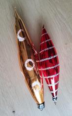 2 oud retro glazen gekleurde kerstballen pegel kerstornament, Ophalen of Verzenden