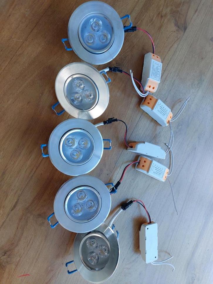 5x badkamer spots - rvs - Led, Huis en Inrichting, Lampen | Spots, Zo goed als nieuw, Led, Ophalen of Verzenden