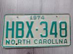 Kentekenplaat North Carolina USA 1974 Nummerplaat Nummerbord, Auto's, Gebruikt, Ophalen of Verzenden