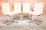 ZGAN! 4 gebroken witte leren Rolf Benz 620 design stoelen, Huis en Inrichting, Stoelen, Ophalen, Rolf benz, Wit, Design