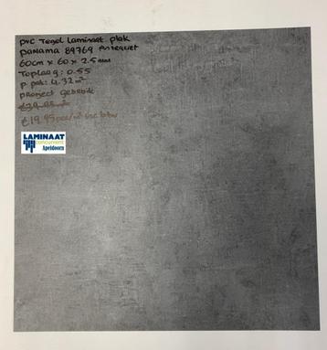 Plak Pvc Tegel Laminaat Zwart Panama 60cm X 60cm beschikbaar voor biedingen