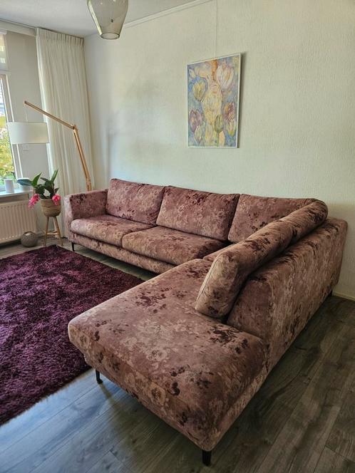 Bloemenprint bank velours, Huis en Inrichting, Banken | Complete zithoeken, Gebruikt, Stof, Ophalen