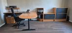 Complete bureaucombinatie beuken/zwart met kasten, Huis en Inrichting, Bureaus, Ophalen, Zo goed als nieuw, Bureau