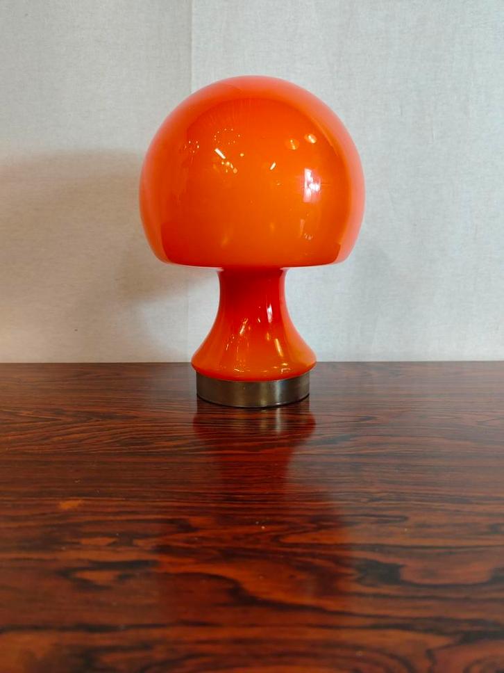 Vintage Oranje Glazen Paddenstoel Lamp 1970 Murano Stijl, Verzamelen, Retro, Huis en Inrichting, Ophalen of Verzenden
