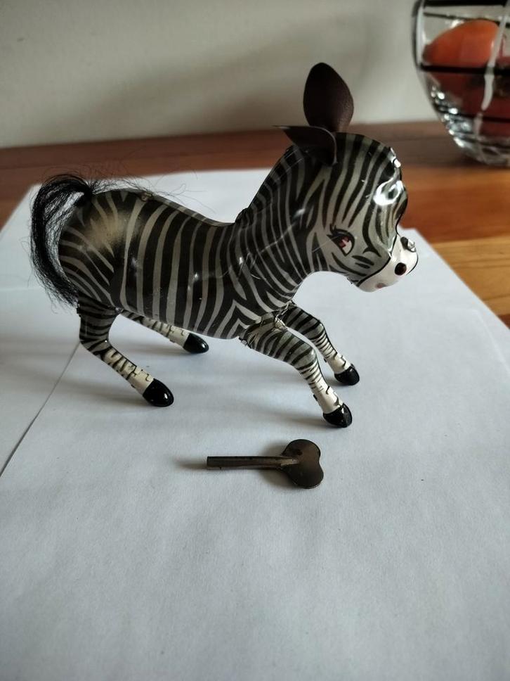 Vintage blikken Zebra Speelgoed Figuur, Antiek en Kunst, Antiek | Speelgoed, Ophalen of Verzenden