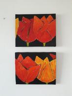 2 tulpenschilderijtjes., Antiek en Kunst, Ophalen of Verzenden