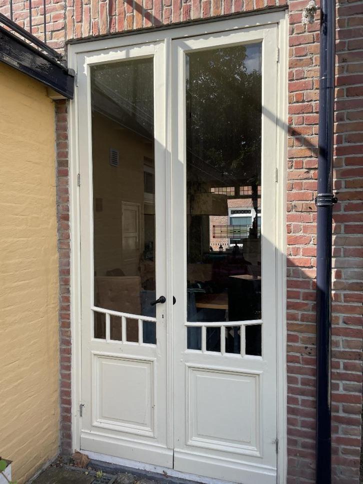 Klassieke Franse tuindeuren, Doe-het-zelf en Verbouw, Deuren en Horren, Gebruikt, Buitendeur, 215 cm of meer, 120 cm of meer, Glas