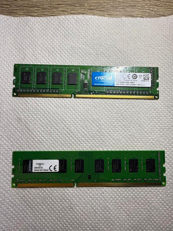 DDR3 Crucial & Kingston RAM - Werkend!, Computers en Software, RAM geheugen, Gebruikt, Desktop, 4 GB, DDR3, Ophalen of Verzenden