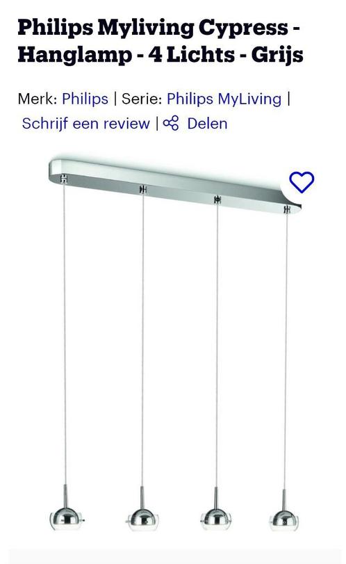 Philips Myliving Cypress Hanglamp - 4 lichts LED, Huis en Inrichting, Lampen | Hanglampen, Zo goed als nieuw, Kunststof, Ophalen of Verzenden