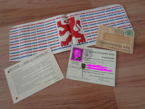 Nederlandse Unie armband document set oorlog wo2, Verzamelen, Militaria | Tweede Wereldoorlog, Landmacht, Embleem of Badge, Nederland