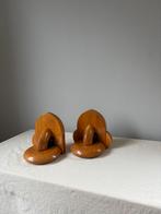 Vintage set houten art deco stijl boekensteunen h15cm, Ophalen of Verzenden