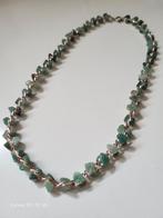Vintage natuurlijke groene edelsteen kralenketting goudkleur, Ophalen of Verzenden, Zo goed als nieuw, Groen