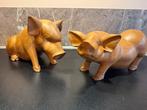 Set oude houten varkens, Verzamelen, Spaarpotten, Ophalen of Verzenden, Gebruikt, Hout, Dier