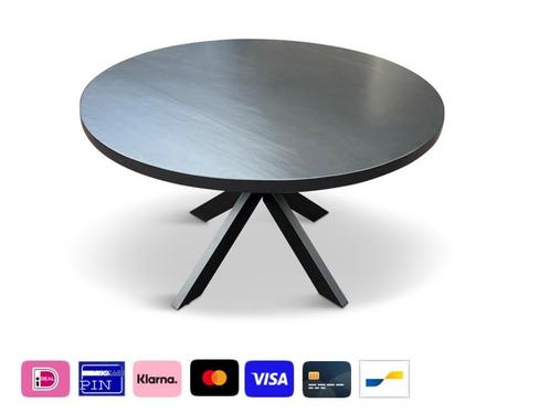 Mango ronde eettafel van 100cm t/m 150cm in zwart en naturel, Huis en Inrichting, Tafels | Eettafels, Nieuw, 100 tot 150 cm, 100 tot 150 cm