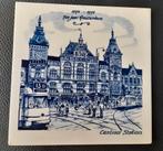Tegeltje, Delfts blauw, Amsterdam 700 jaar, Centraal station, Ophalen of Verzenden