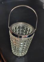 Vintage antiek INOX ijsemmer fleskoeler geperst kristalglas, Ophalen of Verzenden