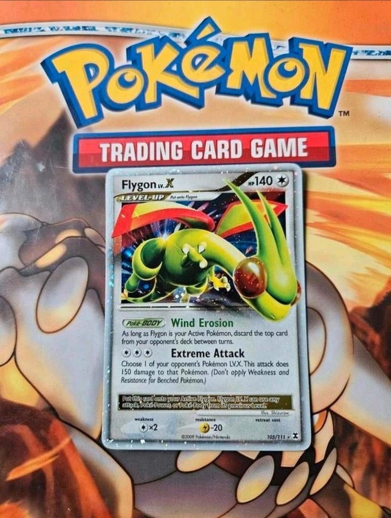 Flygon lv X 105/111 Platinum Rising Rivals pokemon kaart, Ophalen of Verzenden, Gebruikt, Losse kaart, Foil