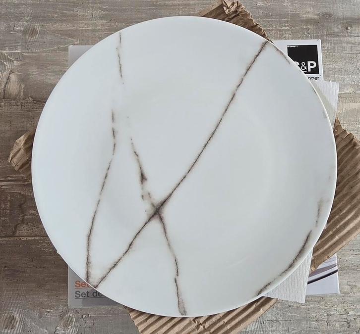 Marmer Effect Borden - Zwart & Wit, Huis en Inrichting, Keuken | Servies, Nieuw, Bord(en), Effen, Keramiek, Ophalen