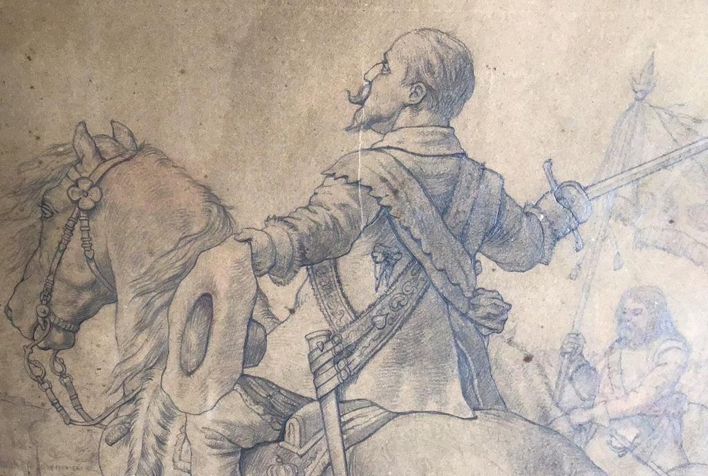 Willem van Oranje (1533-1584) Tekening in Lijst - Gesign1881, Antiek en Kunst, Ophalen of Verzenden