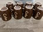 Set van 8 bruine koffieglazen, Glas of Glazen, Keramiek, Ophalen of Verzenden, Zo goed als nieuw