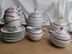 prachtig art deco koffie thee servies wit met rood en zilver, Antiek en Kunst, Ophalen