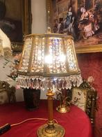 Kristallen tafellamp kroonluchter brocante messing goud, Huis en Inrichting, Lampen | Tafellampen, Ophalen of Verzenden, Metaal