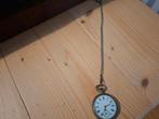 Zilveren zakhorloge met ketting, Sieraden, Tassen en Uiterlijk, Horloges | Antiek, Ophalen of Verzenden, Zilver, Overige merken