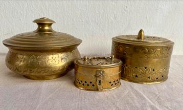3 x vintage messing box / kistje beschikbaar voor biedingen