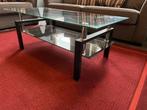 Salontafel met dubbele glasplaat, Huis en Inrichting, Tafels | Salontafels, Ophalen, Gebruikt, 100 tot 150 cm, 50 tot 100 cm