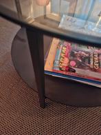 Rond tafeltje met glasplaat en extra plank, Ophalen