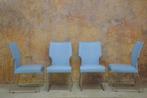 IZGS 4 lichtblauwe leren Bert Plantagie Cher design stoelen!, Blauw, Vier, Design, Metaal