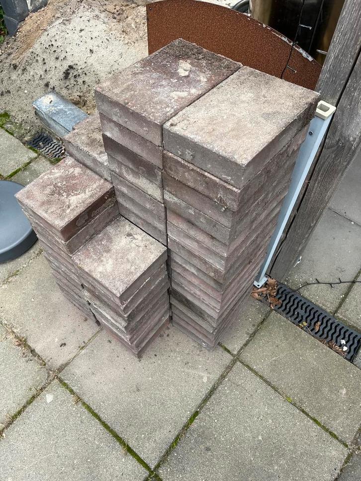 Gebruikte tegels 20x30 (50 stuks) + gezaagde 20x20, Tuin en Terras, Tegels en Klinkers, Gebruikt, Terrastegels, Beton, Minder dan 5 m²