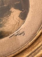 Miniatuur Schilderij in Gouden Ovale Lijst, Ophalen of Verzenden