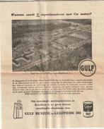 retro reclame 1954 Gulf tankstation geen experimenten, Verzamelen, Retro, Ophalen of Verzenden, Overige typen