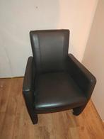 Leren eetkamerstoelen met wieltjes, Huis en Inrichting, Fauteuils, Ophalen, Gebruikt, Minder dan 75 cm, 50 tot 75 cm