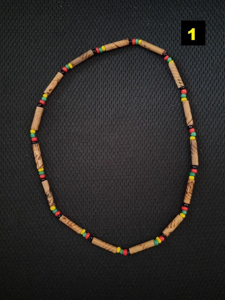 Reggae rasta ketting, elastisch, kokos. 2 soorten (Nieuw), Sieraden, Tassen en Uiterlijk, Kettingen, Nieuw, Overige materialen