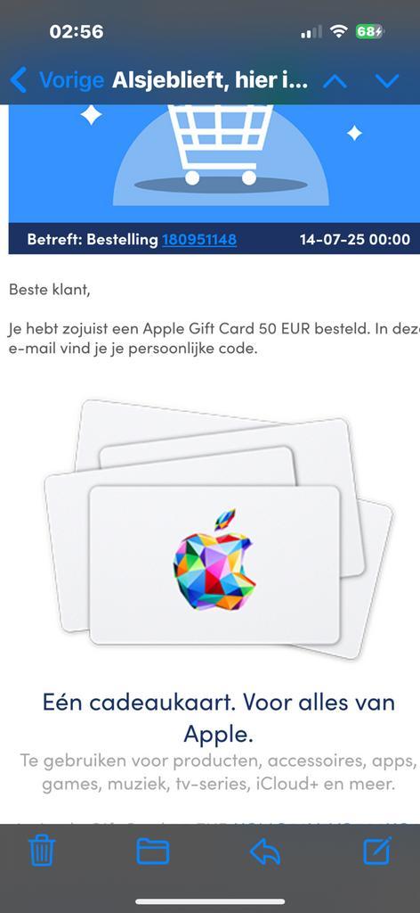50 euro apple kaart, Telecommunicatie, Overige Telecommunicatie, Nieuw, Verzenden