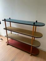 Vintage Houten Stokkenkast - Wandrek - jaren ‘60, Ophalen, Gebruikt, Minder dan 150 cm, Minder dan 100 cm