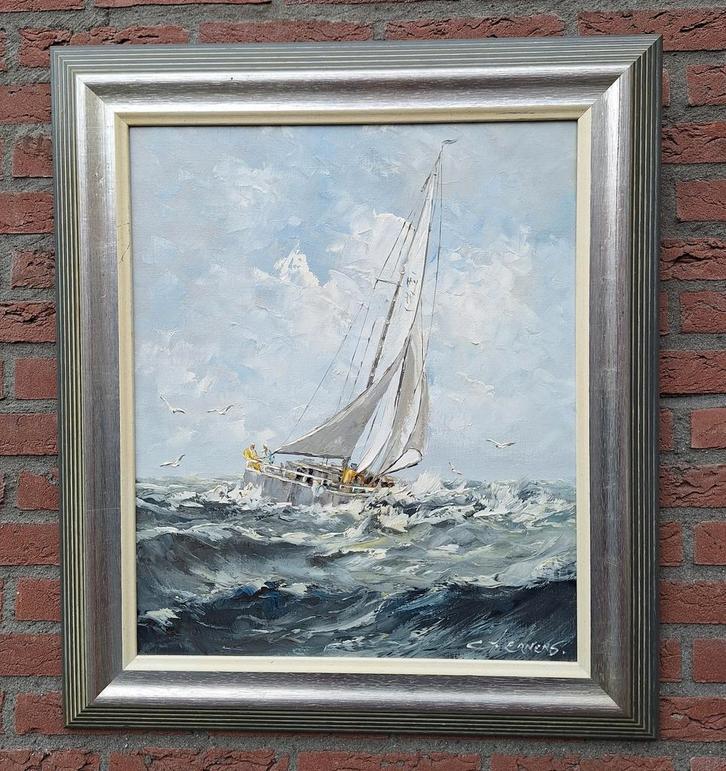 Gerardus Johannes Ernens (1935)  (Zeilen op volle Zee), Antiek en Kunst, Kunst | Schilderijen | Klassiek, Ophalen