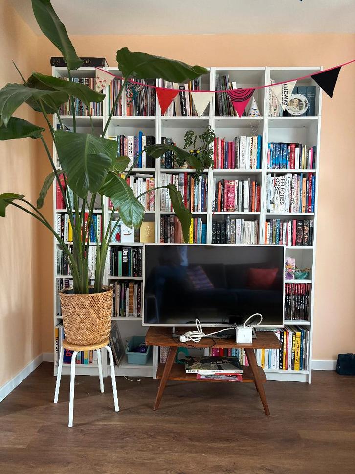 2 IKEA Billy boekenkasten 28x40x237cm (wit), Huis en Inrichting, Kasten | Boekenkasten, Gebruikt, 50 tot 100 cm, 200 cm of meer