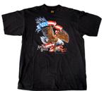 AMERICAN BIKER BLACK T-SHIRT EAGLE USA SHREDDED FLAG 3D EMBL, Ophalen, Info@taurusvintage.nl, 3D EMBLEM, Zwart