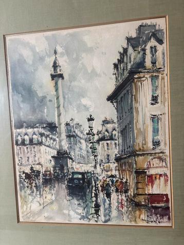 2 Aquarellen Parijs. Stephane Wrobel (1927-2007) beschikbaar voor biedingen