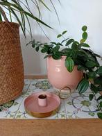Roze kandelaar met gouden details, Ophalen of Verzenden, Zo goed als nieuw, Metaal, Kandelaar
