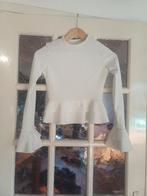 Witte Peplum Top met Ruffle Mouwen - Maat S, Wit, Ophalen of Verzenden, Lange mouw, Maat 36 (S)