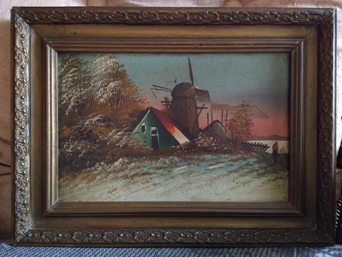 2 oude schilderijtjes op hout geschilderd., Antiek en Kunst, Kunst | Schilderijen | Klassiek, Ophalen of Verzenden
